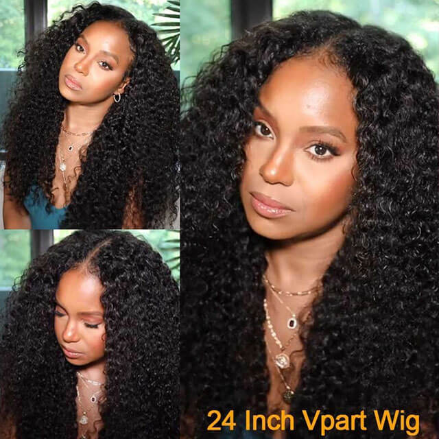 Glueless 0 Skill Needed V Part Wig Beginner Friendly Natural Scalp Curly Human Hair Without Leave Out Upgrade U part Wig - arabellahair.com