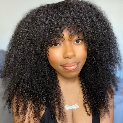 P4/27 Ombre Afro Kinky Curly Wig With Bangs Full Machine Made Wigs Remy Hair