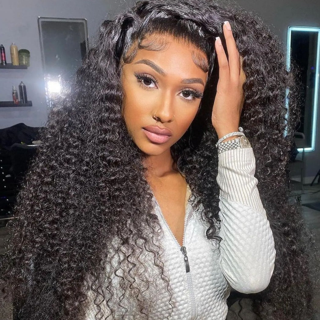 HD Lace Double Drawn 15A Full End Deep Wave Human Hair Wig Lace Frontal Wig With Baby Hair 210% Density - arabellahair.com