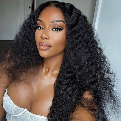 Human hair wig Jerry Curly Wave 4x4 Lace Glueless Wig Transparent Lace 180% Density Wavy Human Hair Wig - arabellahair.com
