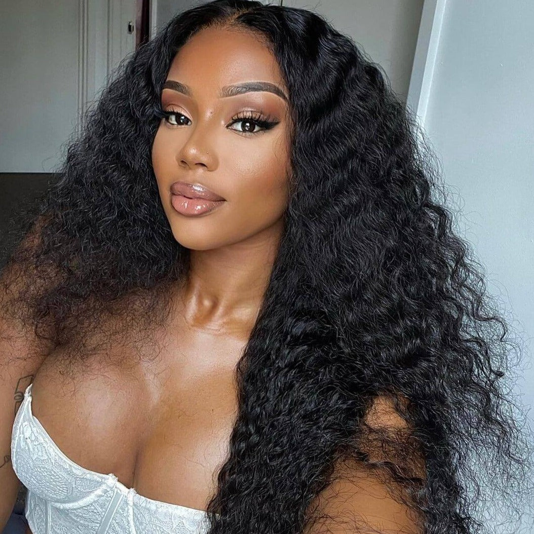 Human hair wig Undetectable Transparent Lace Human Hair Wigs 13x4 Glueless Lace Frontal Wig Jerry Curly 180% Density - arabellahair.com