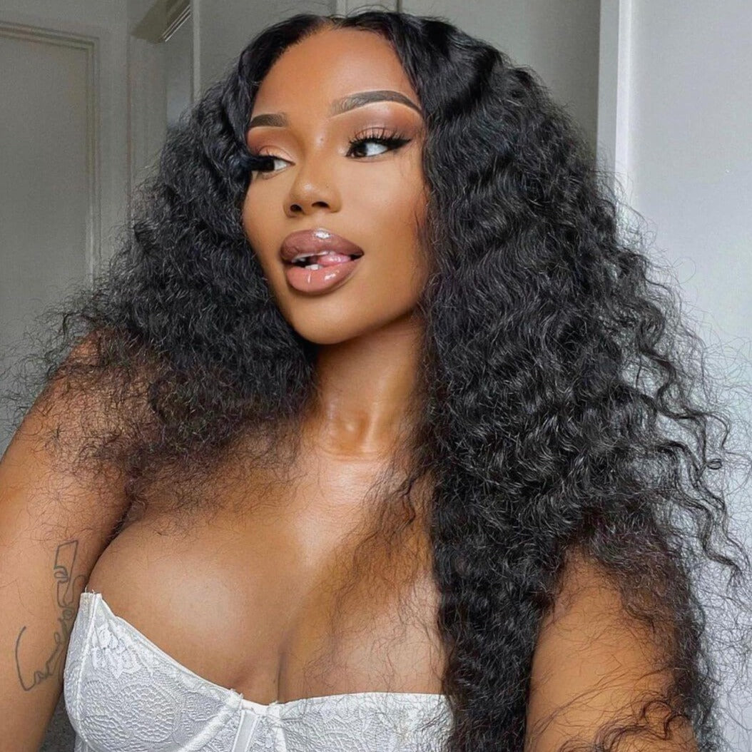 Human hair wig HD Lace 15A Grade Double Drawn Jerry Curly Human Hair 13x4 Lace Front Wig With Baby Hair 210% Density - arabellahair.com