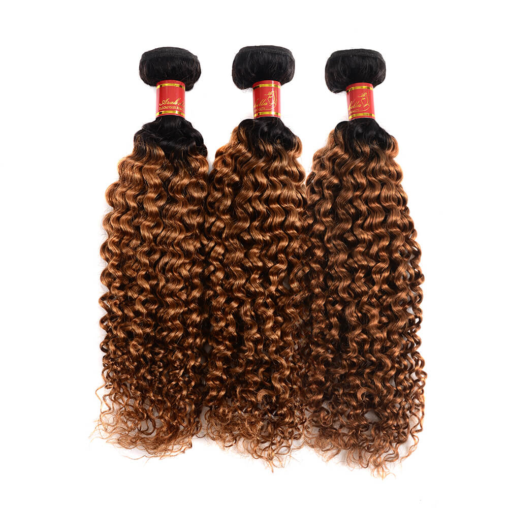 Virgin Ombre T1b/30 Colored Bundles Jerry Curly 3 Bundles Human Hair - arabellahair.com
