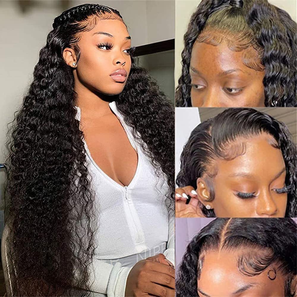 360 Lace Frontal Jerry Curly Natural Black Human Hair Wig Free Part - Arabella Hair