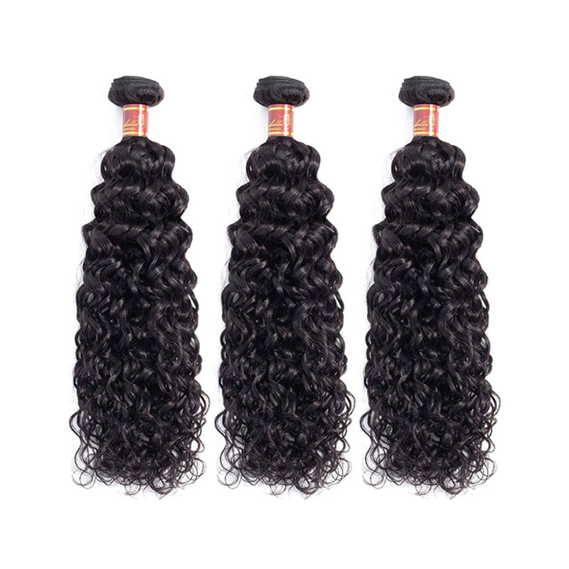 Human hair wig {15A 3Pcs+Frontal} Water Wave Double Drawn Raw Virgin Human Hair Weaves 3 Bundles With  Frontal Closure - arabellahair.com
