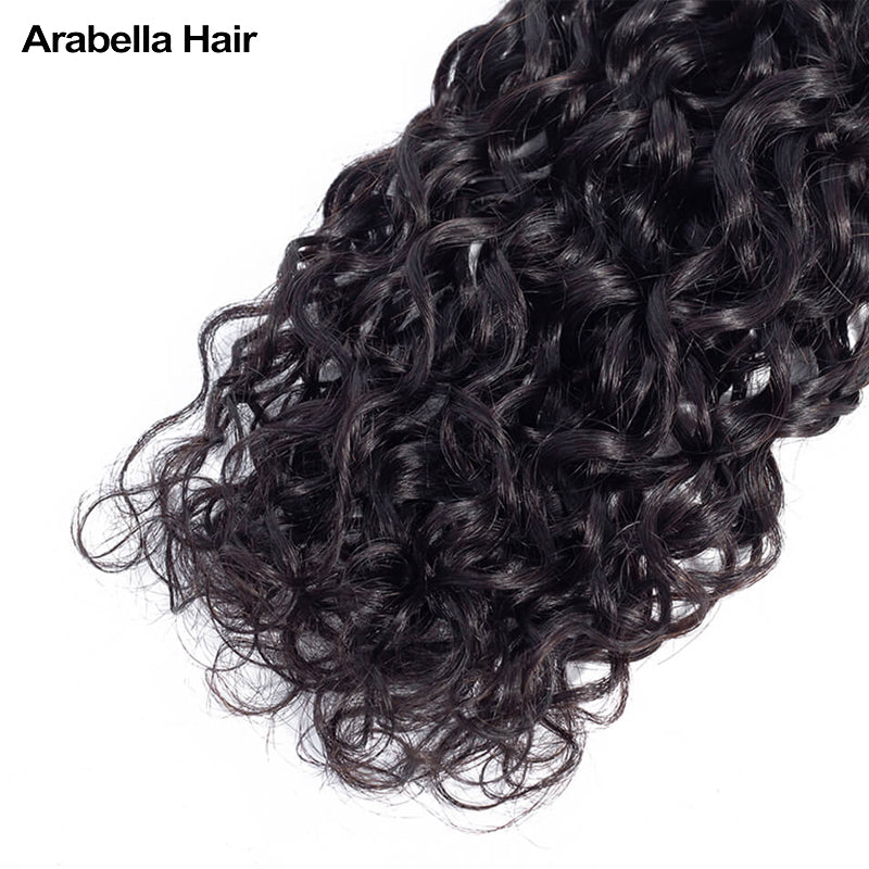 Human hair wig {12A 3Pcs+Closure} Brazilian Water Wave 3 Bundles Hair Weft With 4x4 Lace Closure - arabellahair.com