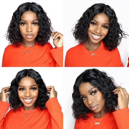 2 Days Express Shipping T Part Short Bob Wig Water Wave Glueless Lace Frontal Wig - arabellahair.com